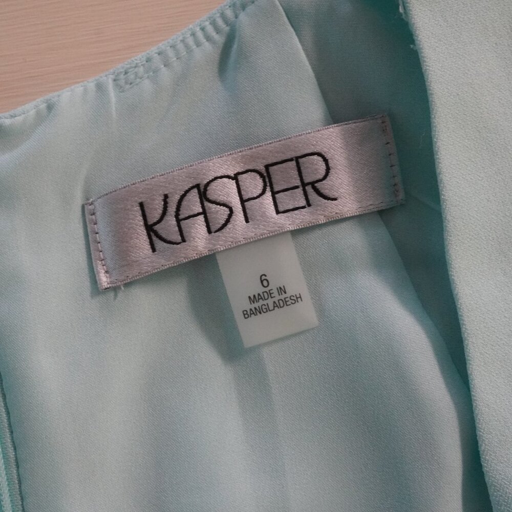 NWT Kasper Size 6 Light Blue Pencil Sheath Dress Square neck Sleeveless - Picture 3 of 8
